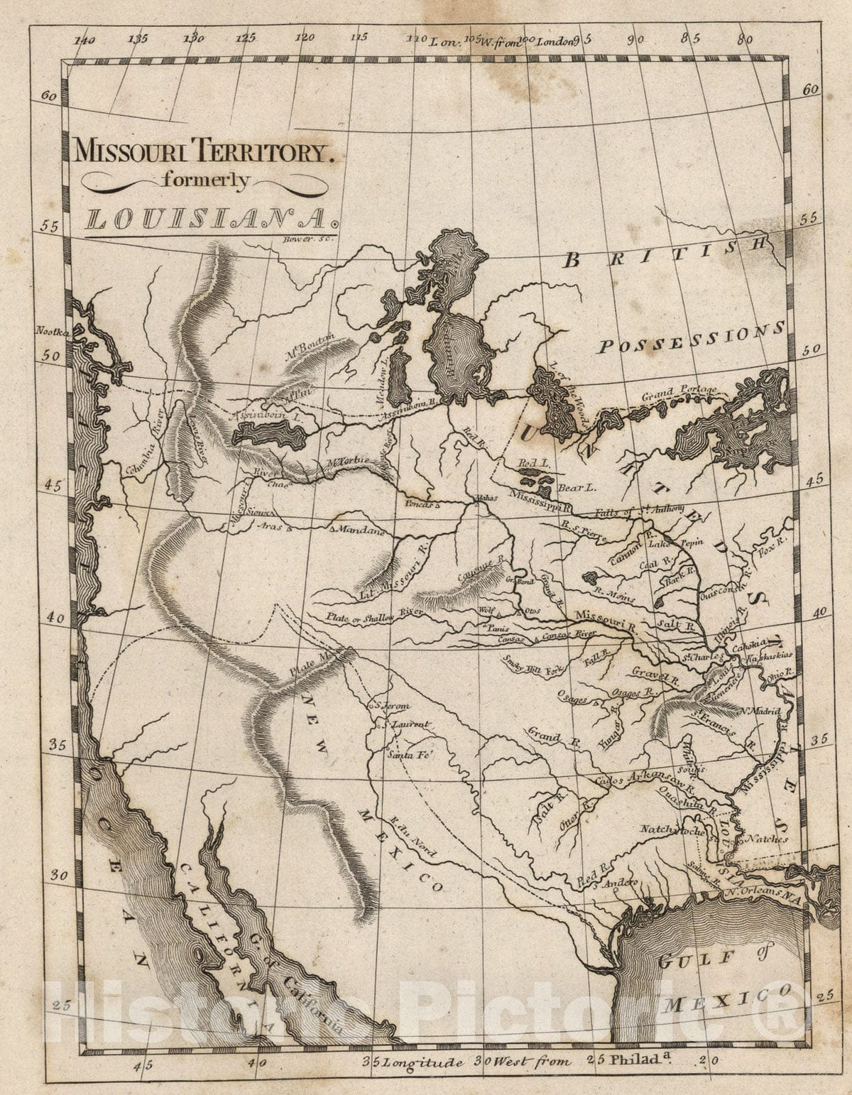 Historic Map : Missouri Territory. Formerly Louisiana, 1816, Vintage Wall Art