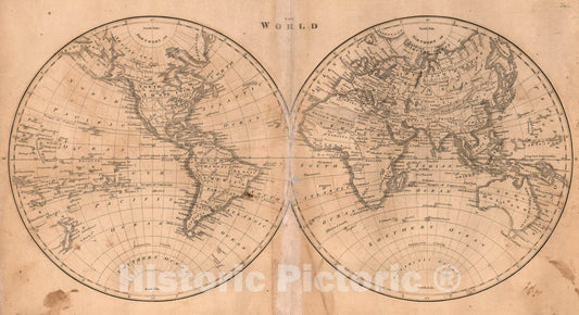 Historic Map : The World, 1822, Vintage Wall Art