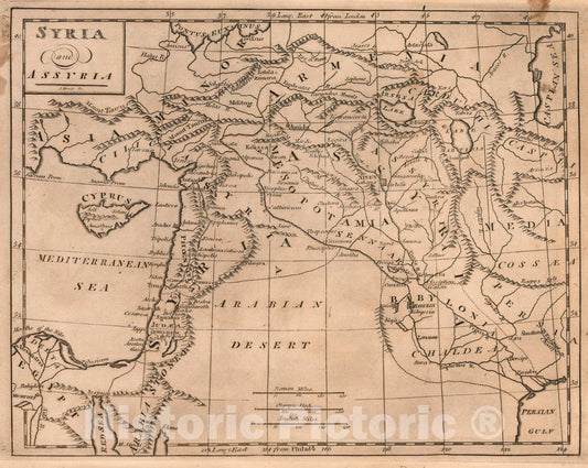 Historic Map : Syria and Assyria, 1822, Vintage Wall Art