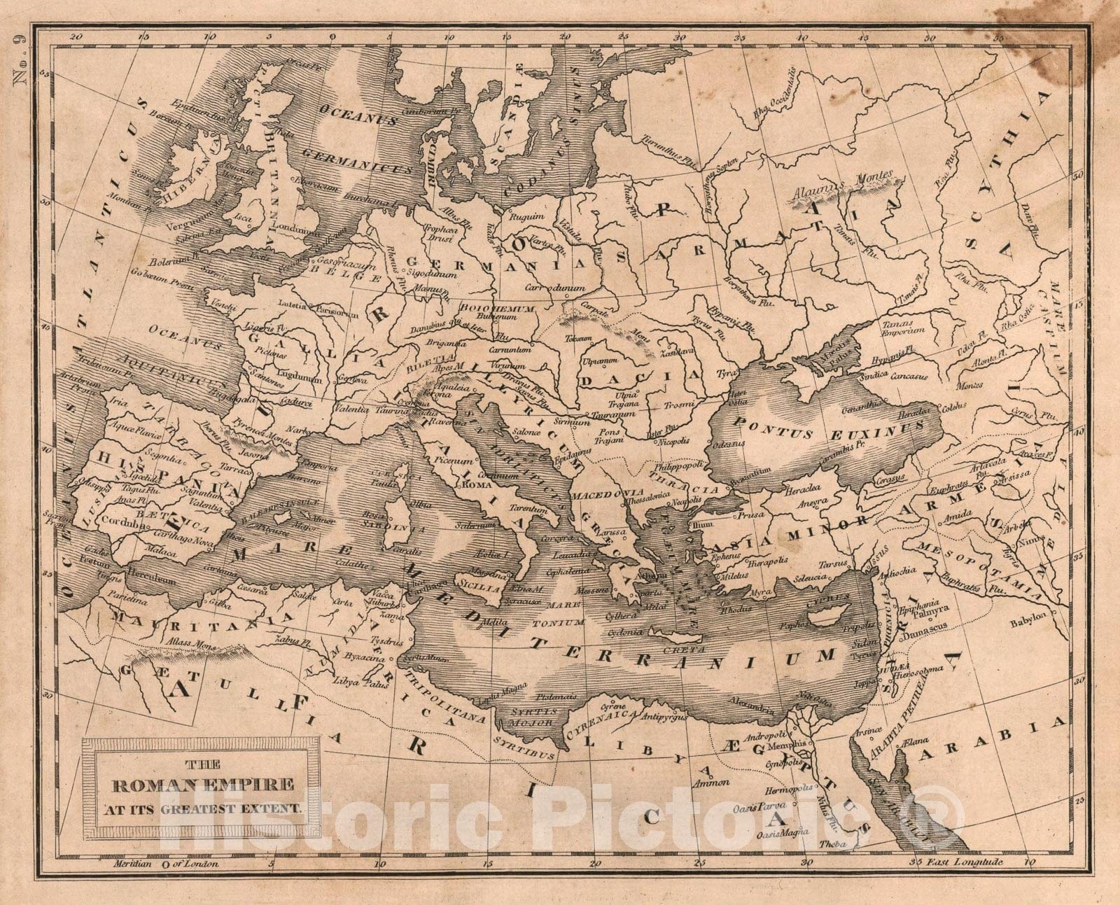 Historic Map : The Roman Empire as its greatest extent, 1822, Vintage Wall Art