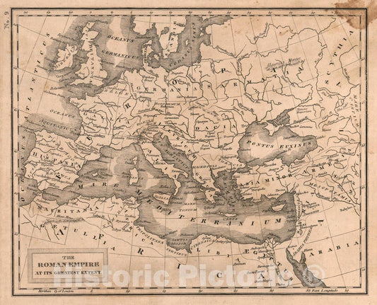Historic Map : The Roman Empire as its greatest extent, 1822, Vintage Wall Art