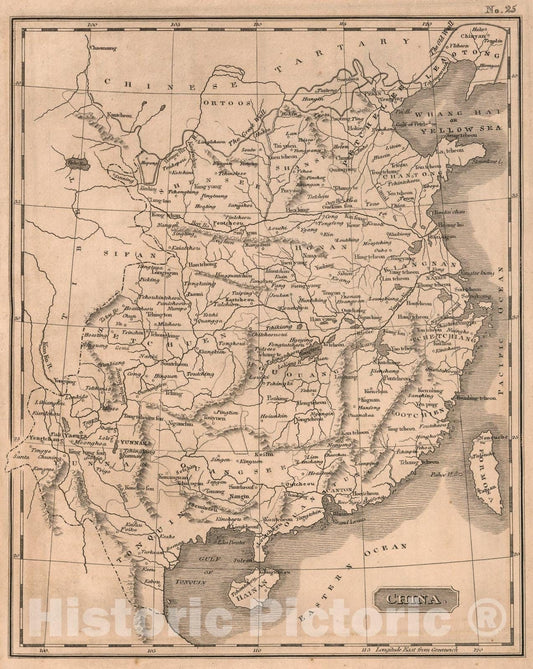 Historic Map : China, 1822, Vintage Wall Art
