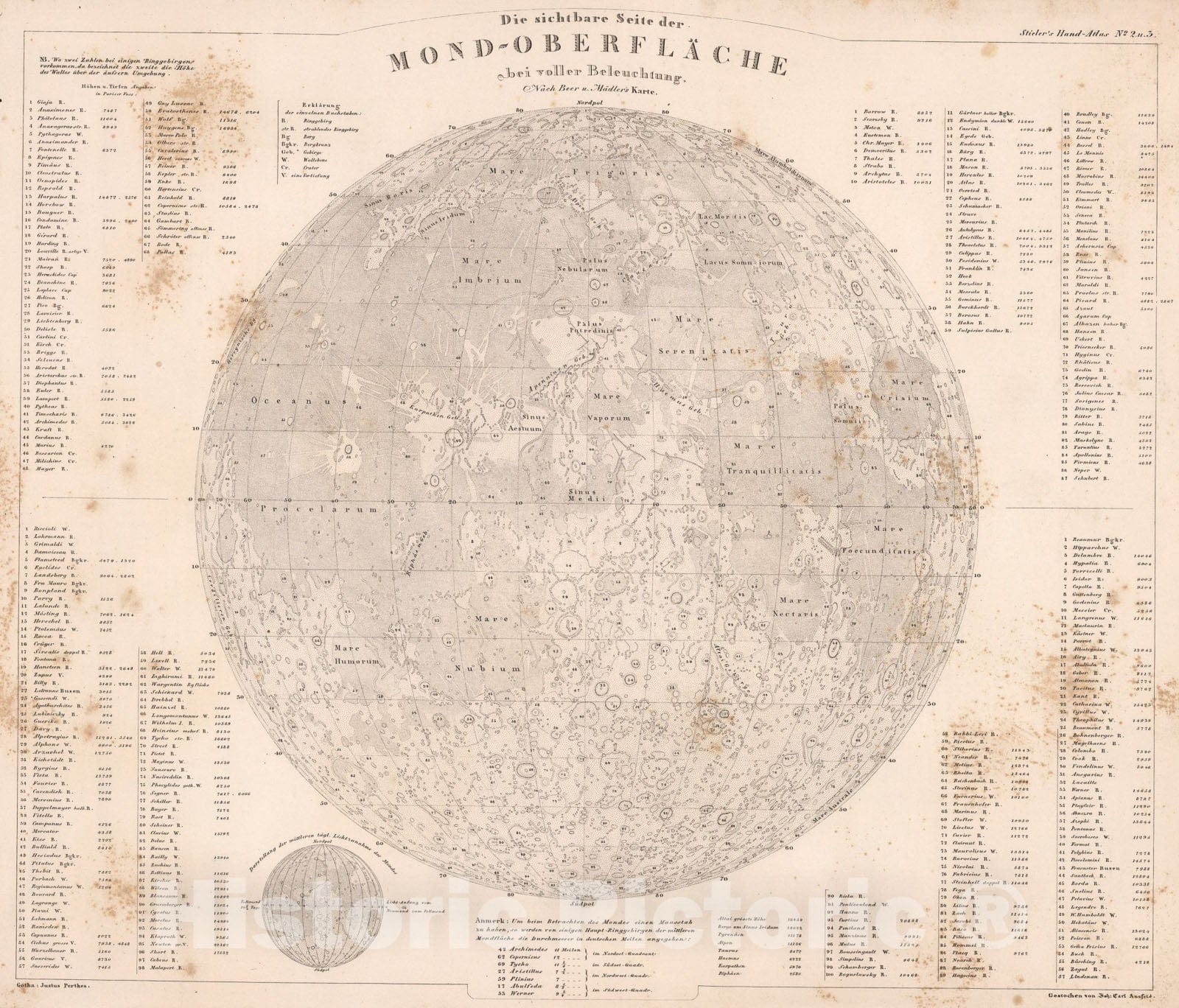 Historic Map : Die sichtbare Seite der Mond. (Moon)., 1853, Vintage Wall Art