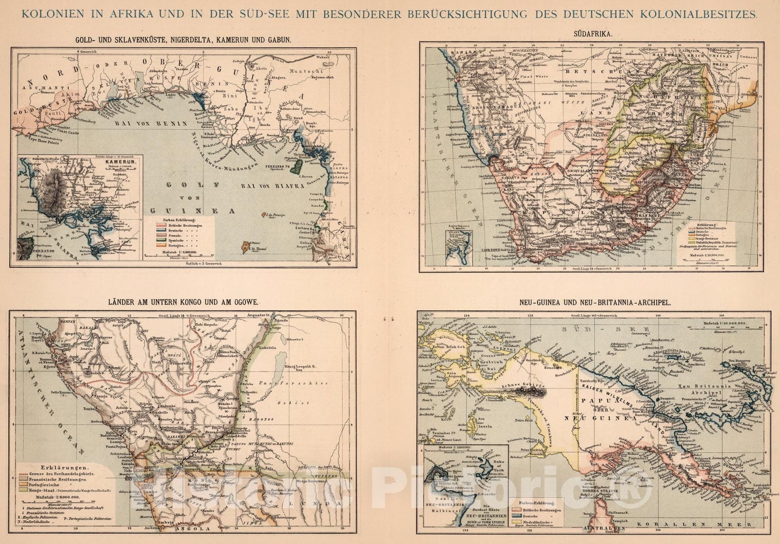 Historic Map : Kolonien in Afrika und in der Sud-See., 1853, Vintage Wall Art