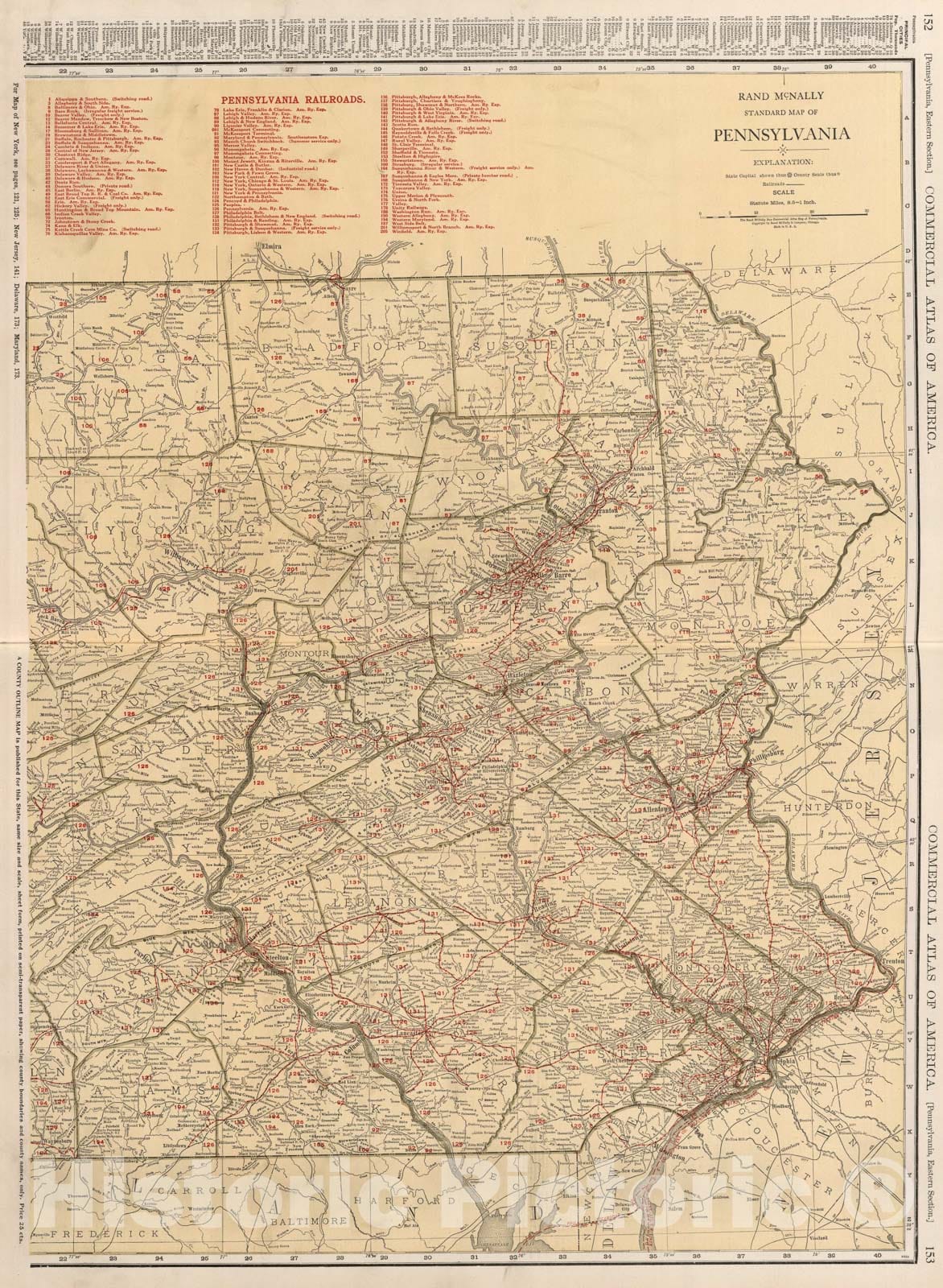 Historic Map : Pennsylvania., 1924, Vintage Wall Art