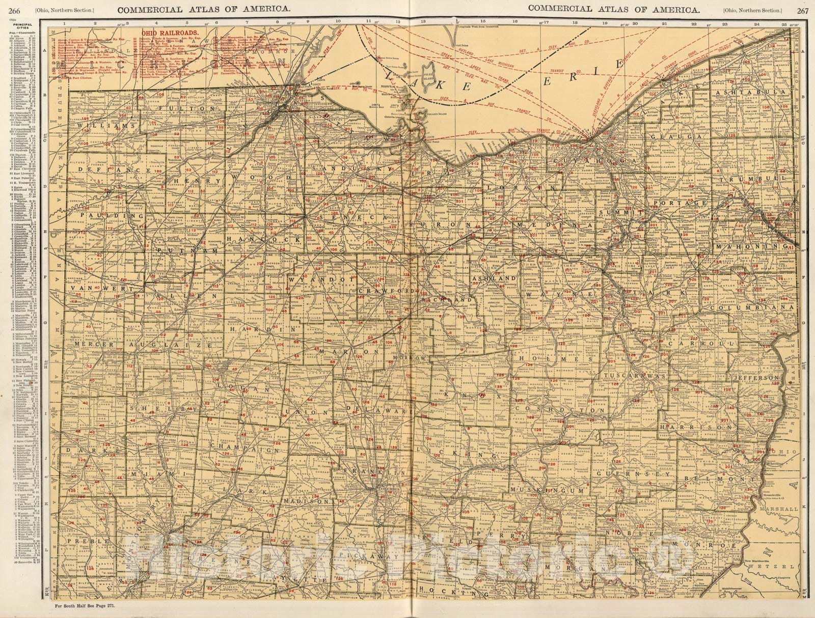 Historic Map : Ohio. (Northern Section), 1924, Vintage Wall Art