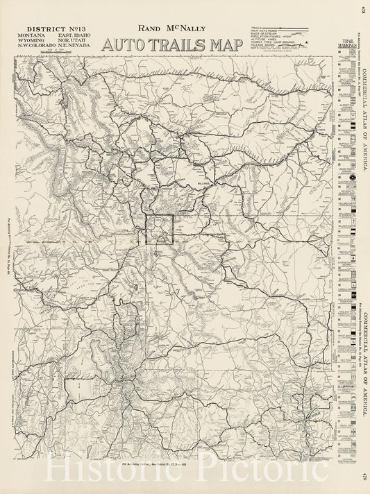 Montana, Wyoming, Colorado, Idaho, Utah, Nevada - Railroad Map, 1924