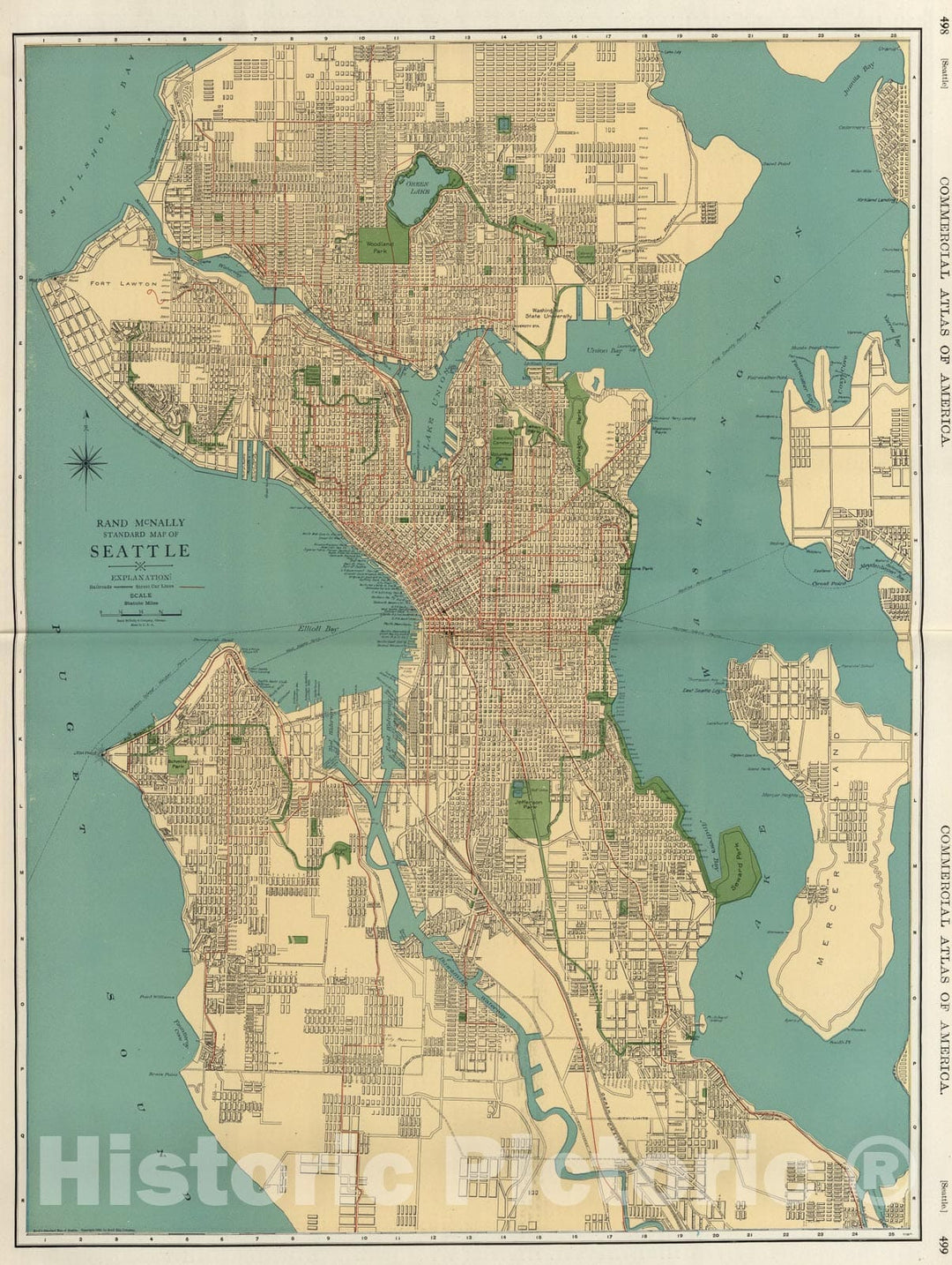 Historic Map : Seattle., 1924, Vintage Wall Art