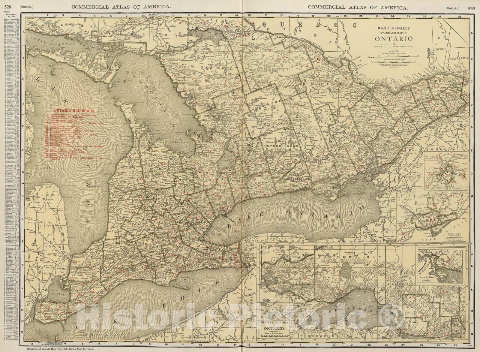Historic Map : Ontario., 1924, Vintage Wall Art