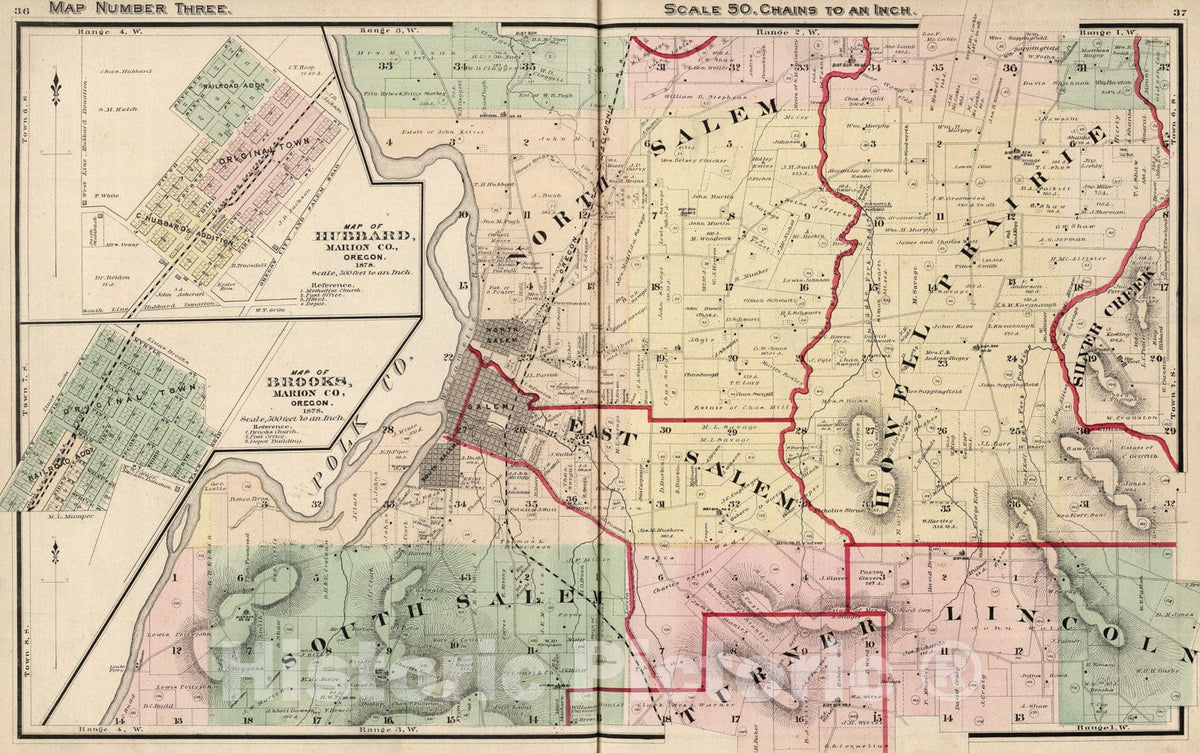 Historic Map : Map Number Three. (Marion County, Oregon), 1878, Vintage Wall Art