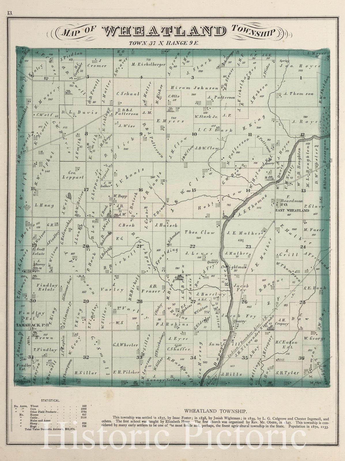 Wheatland Township, Will County, Illinois - Property Map, 1873