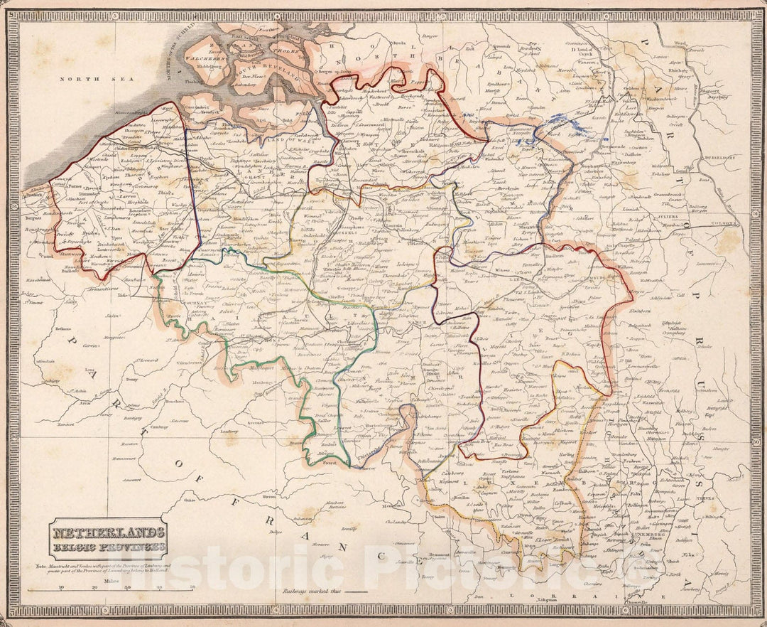Historic Map : Netherlands, Belgic Provinces (Belgium)., 1848, Vintage Wall Art