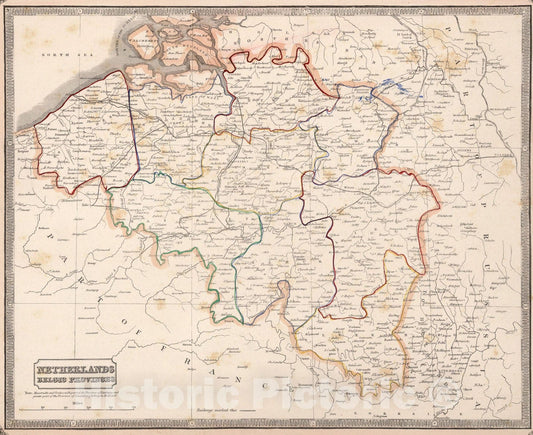 Historic Map : Netherlands, Belgic Provinces (Belgium)., 1848, Vintage Wall Art