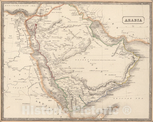 Historic Map : Arabia., 1848, Vintage Wall Art
