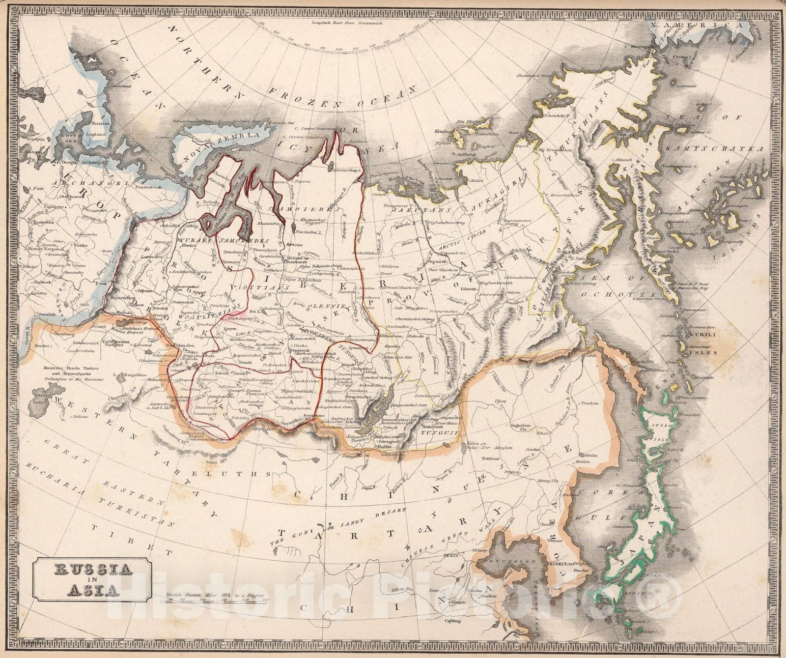 Historic Map : Russia in Asia., 1848, Vintage Wall Art