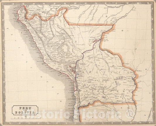 Historic Map : Peru and Bolivia., 1848, Vintage Wall Art