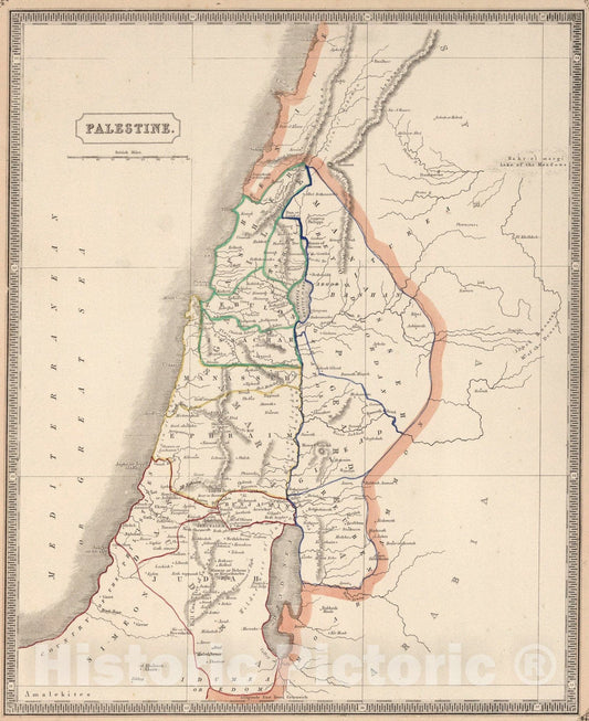 Historic Map : Palestine., 1848, Vintage Wall Art