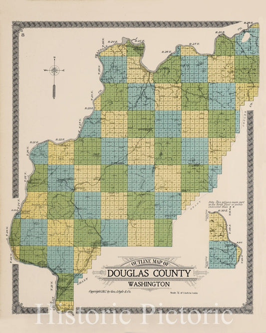 Douglas County, Washington 1915 Cadastral Map Print