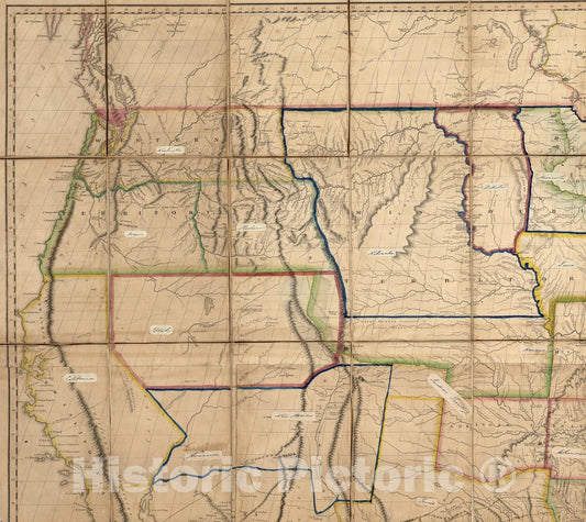 Historic Map : (NW Part only) United States with the contiguous British & Spanish Possessions., 1823, Vintage Wall Art