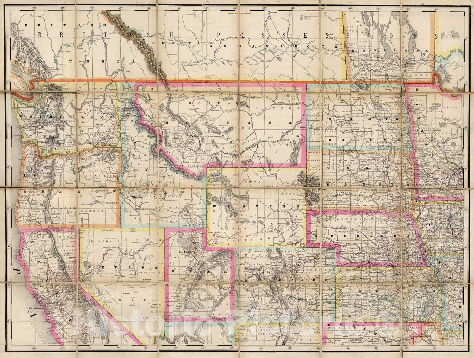 Historic Map : (U.S. Northwest) Railroad Map of the United States., 1891, Vintage Wall Art