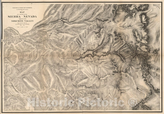 Historic Map : A Portion of the Sierra Nevada adjacent to Yosemite Valley, 1868, Vintage Wall Art