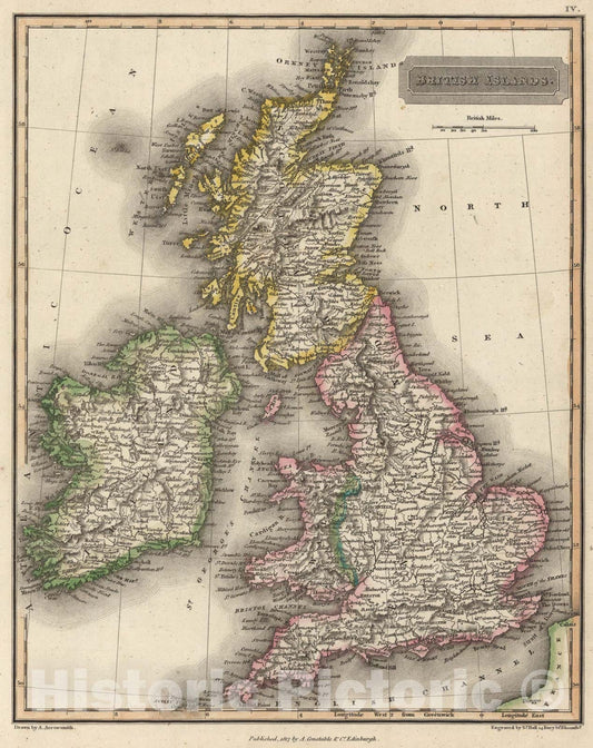 Historic Map : British Islands, 1817, Vintage Wall Art