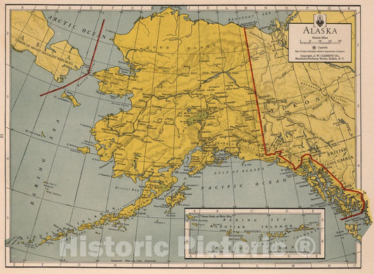 Historic Map : Alaska, 1943, Vintage Wall Art