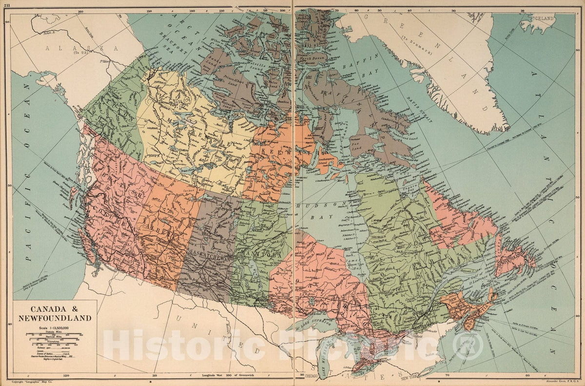 Historic Map : Canada and Newfoundland, 1935, Vintage Wall Art