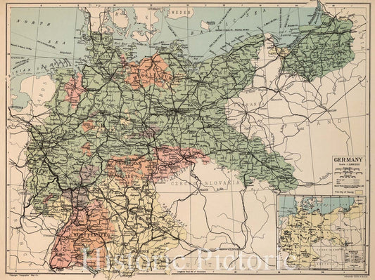 Germany with Alsace-Lorraine and Sarre Basin - Railroad Map, 1935