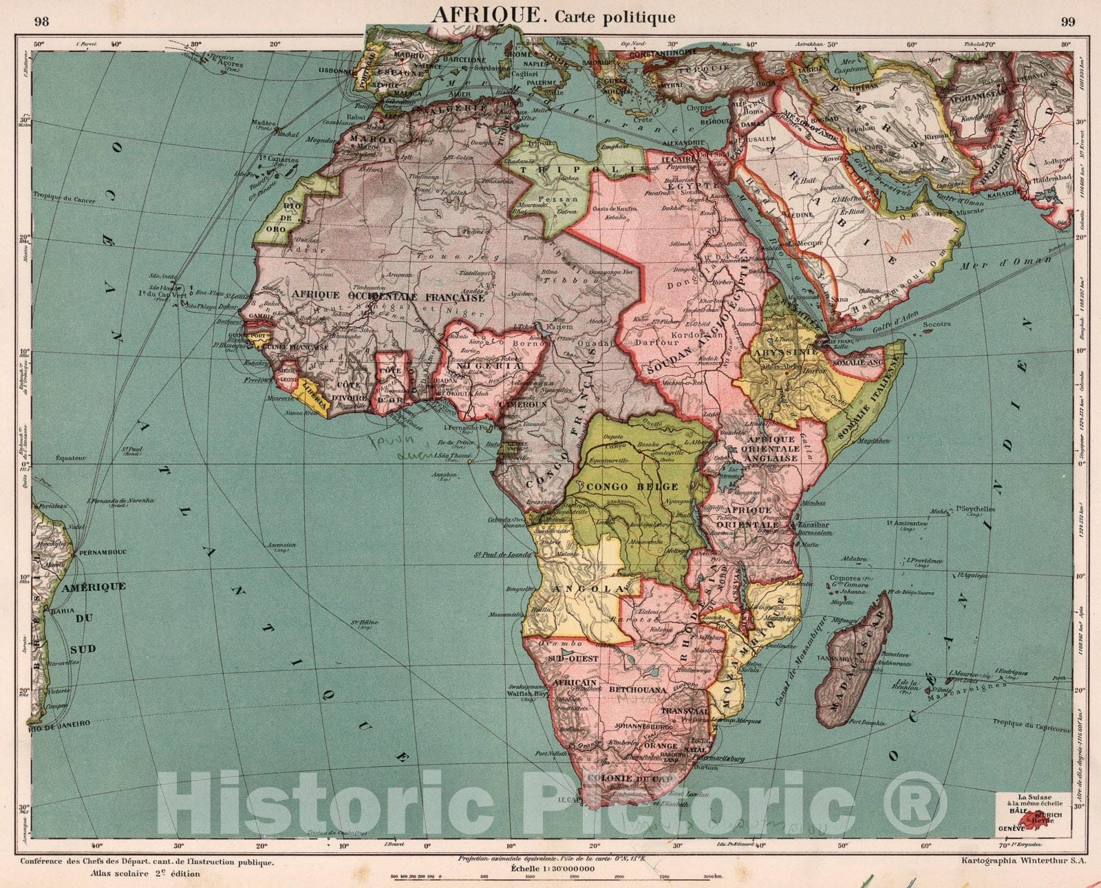 Historic Map : Afrique Politique, 1921, Vintage Wall Art