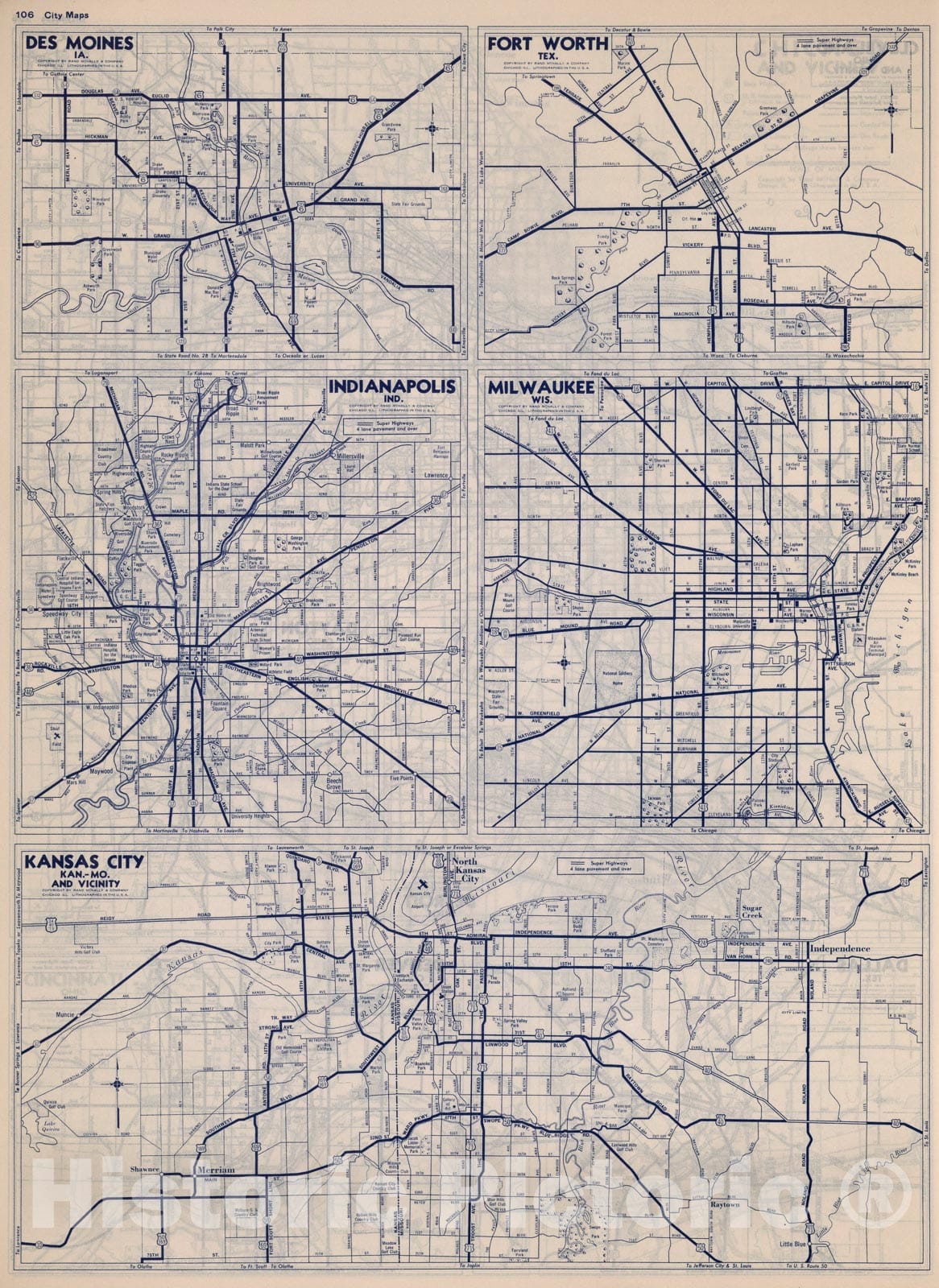 Historic Map : City Maps. Kansas City, Kan.-Mo. and Vicinity, 1940, Vintage Wall Art