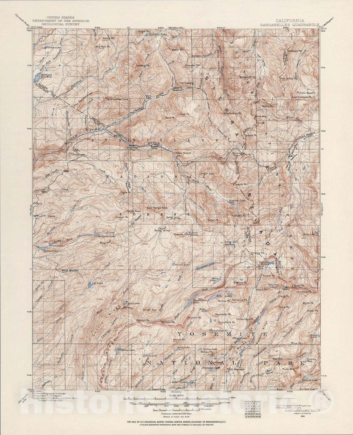 Historic Map : Dardanelles, Calif., 1896, Vintage Wall Art