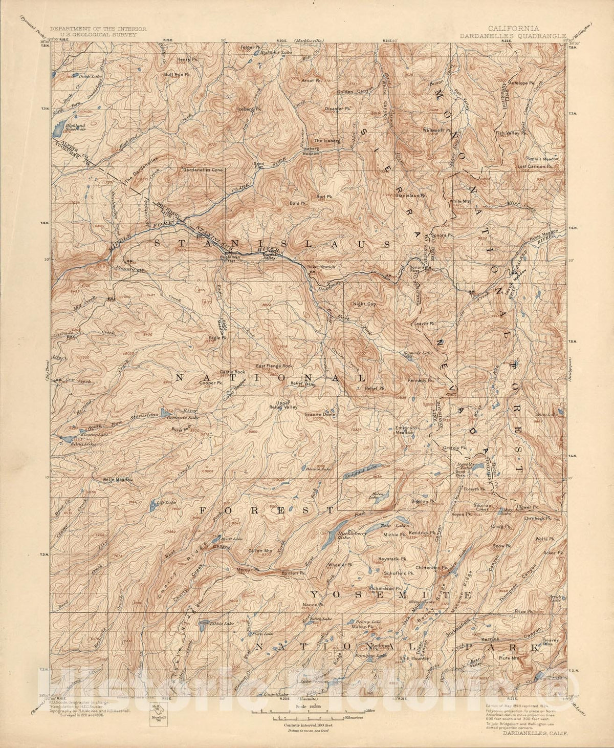 Historic Map : Dardanelles, Calif., 1924, Vintage Wall Art