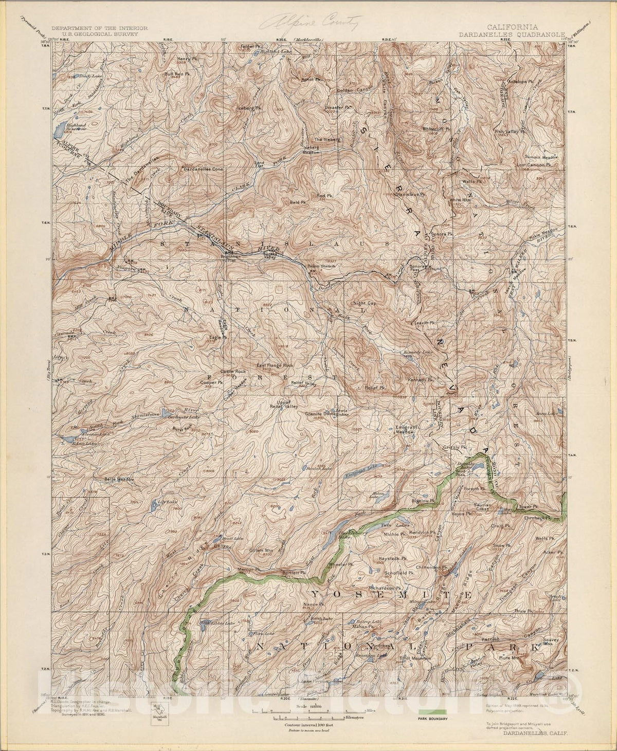Historic Map : Dardanelles, Calif., 1934, Vintage Wall Art