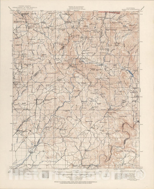 Historic Map : Mariposa, Calif., 1951, Vintage Wall Art