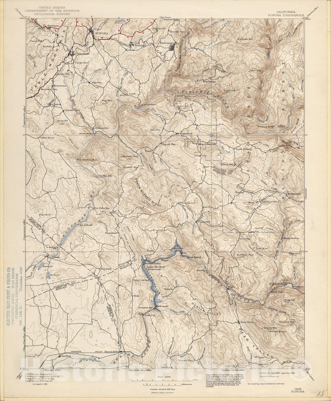 Historic Map : Sonora, Calif., 1939, Vintage Wall Art