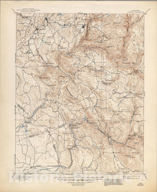 Historic Map : Sonora, Calif., 1947, Vintage Wall Art