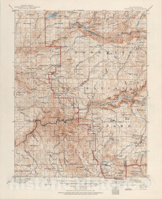 Historic Map : Yosemite, Calif., 1951, Vintage Wall Art