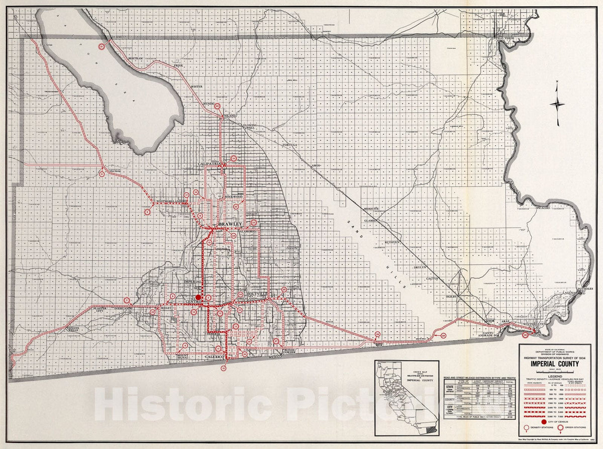 Historic Map : Imperial County., 1935, Vintage Wall Art