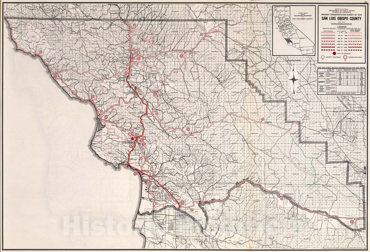 Historic Map : San Luis Obisbo., 1935, Vintage Wall Art