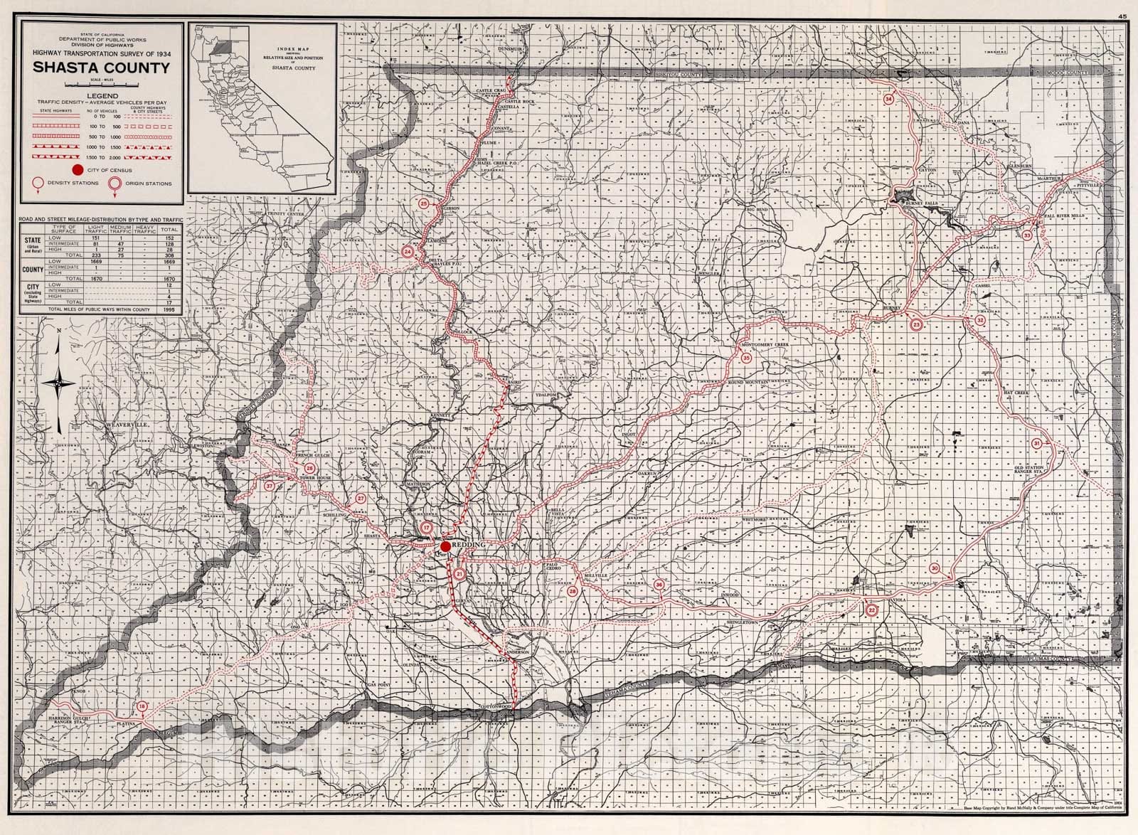 Historic Map : Shasta County., 1935, Vintage Wall Art