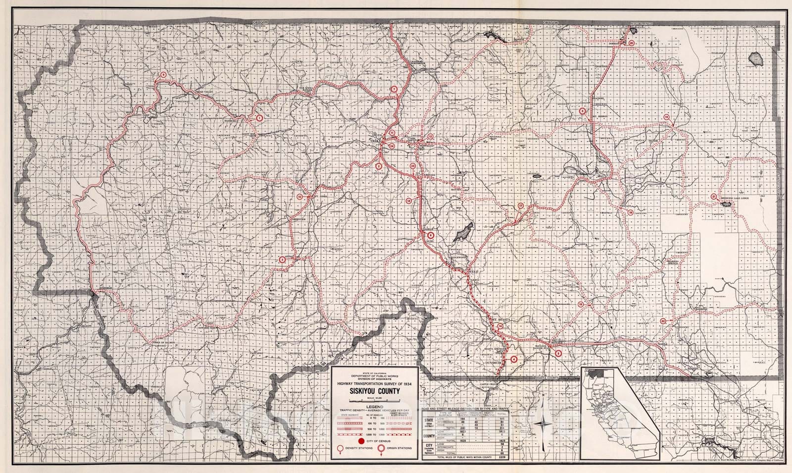 Historic Map : Siskiyou County., 1935, Vintage Wall Art