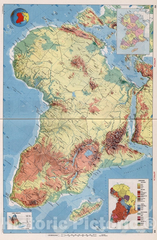 Historic Map : Africa., 1968, Vintage Wall Art