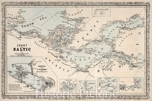 Baltic Sea Nautical Chart, 1859 - Historical Map Reproduction