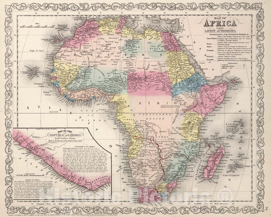 Historic Map : Africa., 1859, Vintage Wall Art