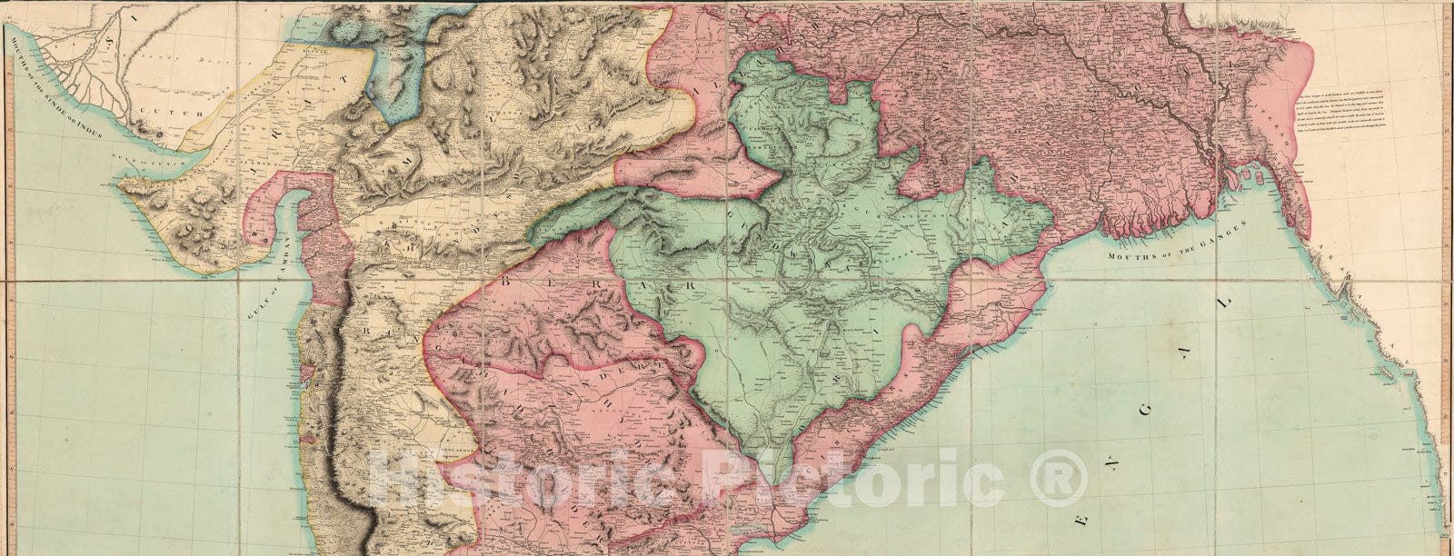 Historic Map : Middle Sheet: Map of India., 1804, Vintage Wall Art