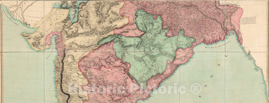 Historic Map : Middle Sheet: Map of India., 1804, Vintage Wall Art
