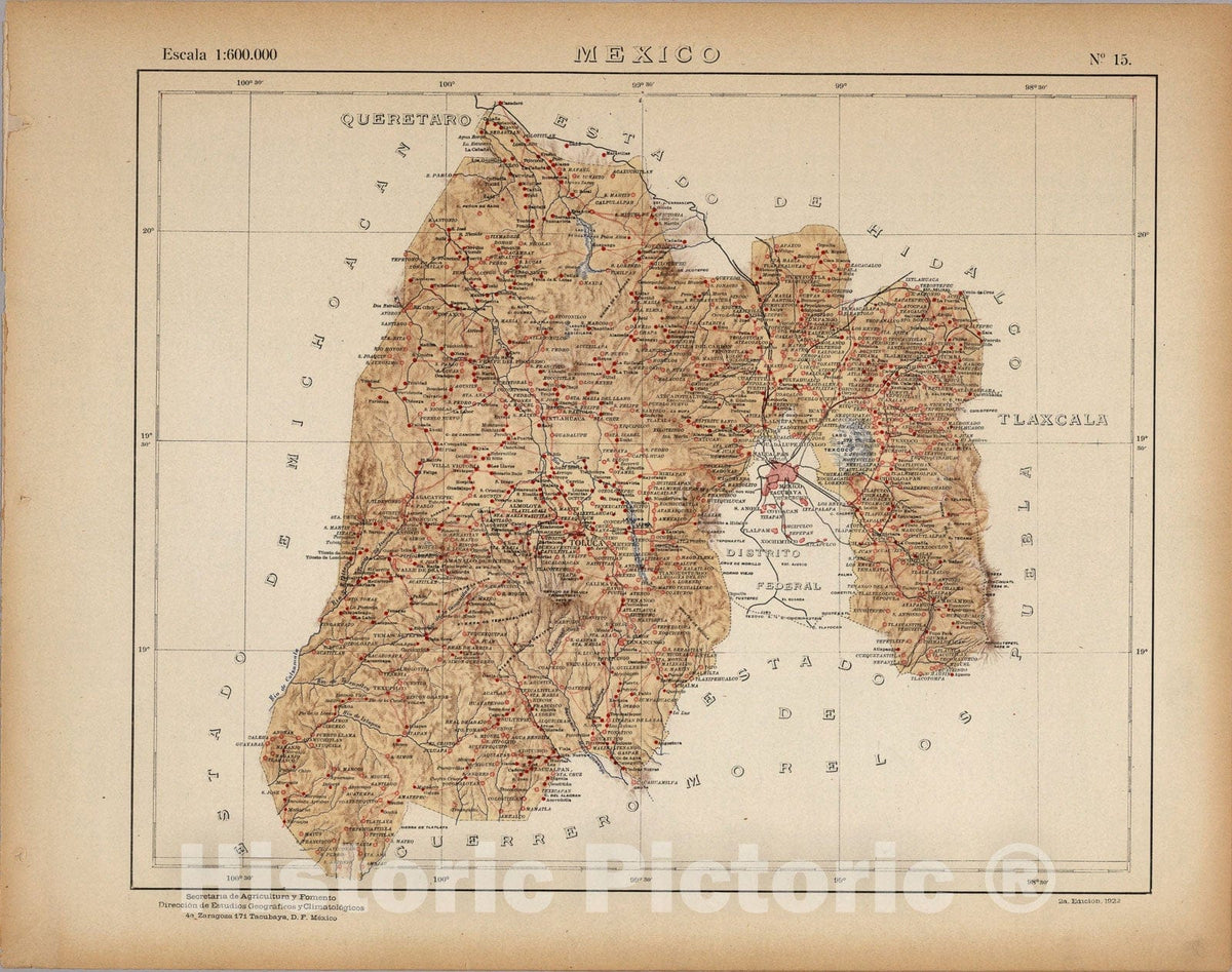 Historic Map : No. 15: Mexico, 1922, Vintage Wall Art