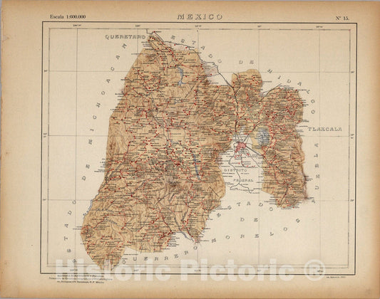 Historic Map : No. 15: Mexico, 1922, Vintage Wall Art