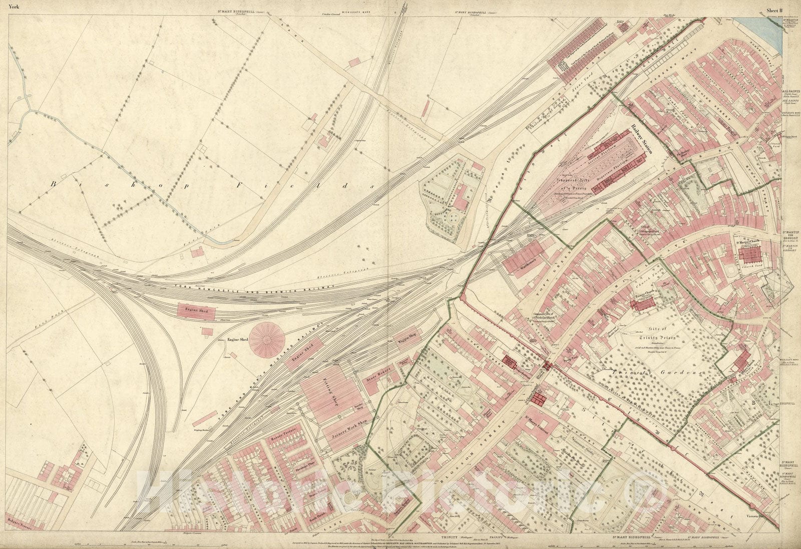 Historic Map : Sheet 11: Plan of York, 1852, 1852, Vintage Wall Art
